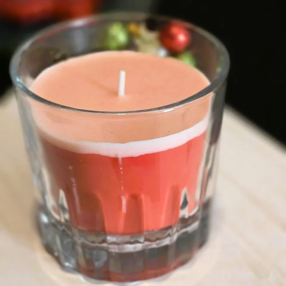 Christmas Candle‎ with Snowman and Green and Red Glitter Balls - New